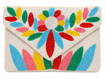 MIRAVÉA Petal Mosaic Hand-Beaded Statement Clutch