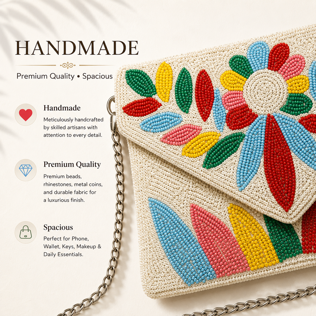 MIRAVÉA Petal Mosaic Hand-Beaded Statement Clutch