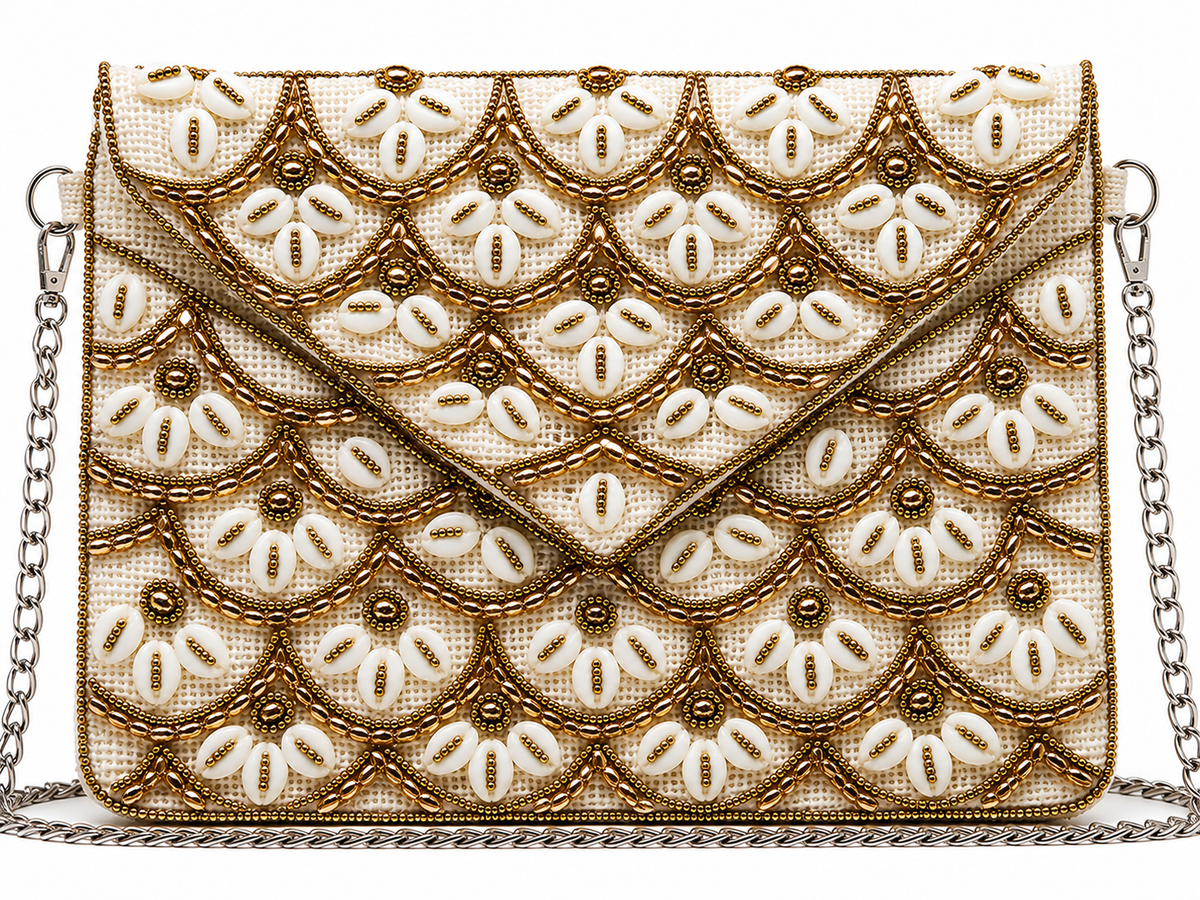 Ocean Blue Red Evil Eye Beaded Clutch