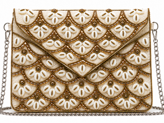 Ocean Blue Red Evil Eye Beaded Clutch