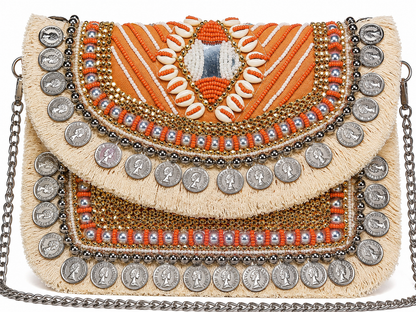 Emerald Pink Evil Eye Beaded Clutch