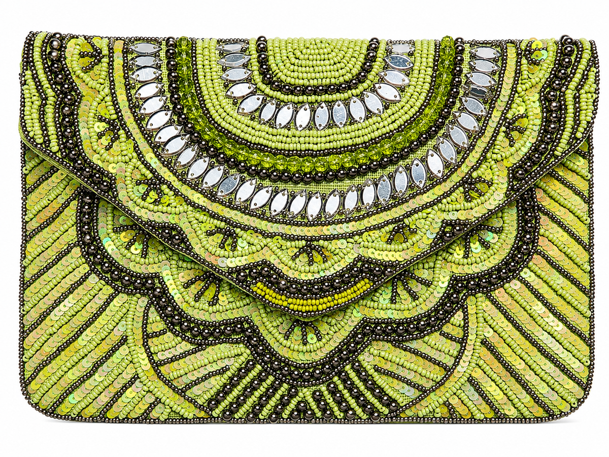Handmade Blue Beaded Envelope Clutch Bag for Women | Luxury Party, Wedding & Evening Purse