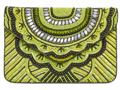 Handmade Blue Beaded Envelope Clutch Bag for Women | Luxury Party, Wedding & Evening Purse
