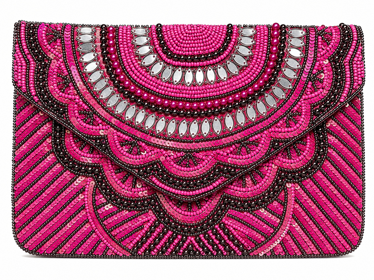 Handmade Blue Beaded Envelope Clutch Bag for Women | Luxury Party, Wedding & Evening Purse